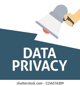 Hand Holding Megaphone With DATA PRIVACY Announcement. Flat Vector Illustration