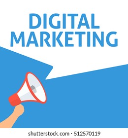 Hand Holding Megaphone With DIGITAL MARKETING Announcement