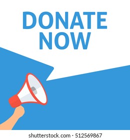 Hand Holding Megaphone With DONATE NOW Announcement