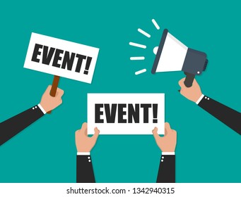 Hand holding megaphone - Event flat