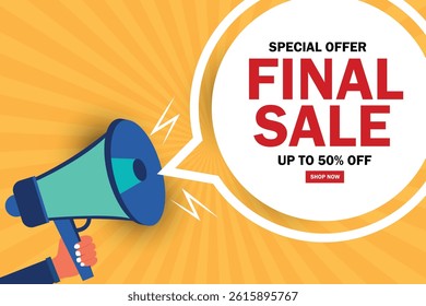 Hand holding megaphone with Final Sale speech bubble