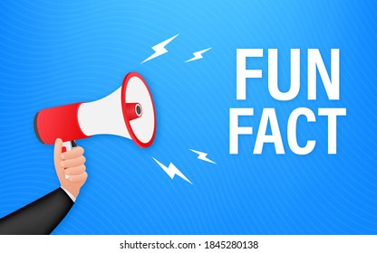 Hand holding megaphone - Fun fact. Vector stock illustration.