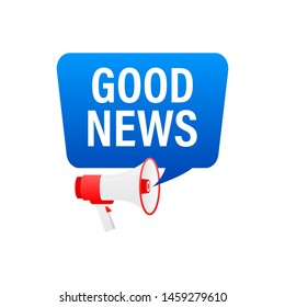 Hand holding megaphone with Good news