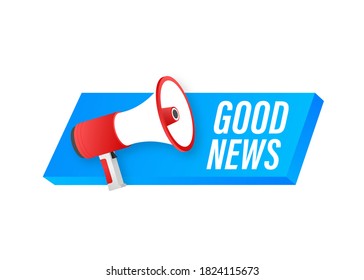 Hand Holding Megaphone with good news. Megaphone banner. Web design. Vector stock illustration.