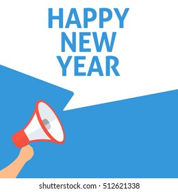 Hand Holding Megaphone With HAPPY NEW YEAR Announcement