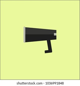 Hand holding megaphone icon in circle isolated on white background. Vector illustration