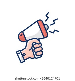 Hand Holding Megaphone Icon. Editable Stroke Business Marketing in Lineal Style
