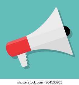 Hand holding Megaphone Icon.  Vector Illustration