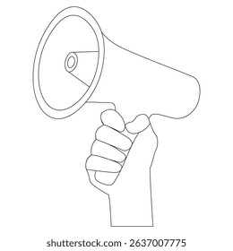 Hand holding megaphone icon vector