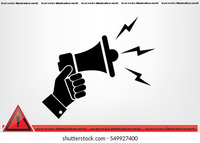Hand holding a megaphone icon vector EPS 10. The concept of speaking aloud news announcements and advertising flat style.