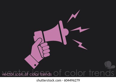Hand holding a megaphone icon vector EPS 10. The concept of speaking aloud news announcements and advertising flat style.
