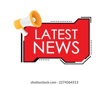 Hand Holding Megaphone with Latest news. Megaphone banner. Web design. Vector stock illustration