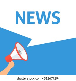 Hand Holding Megaphone With NEWS Announcement. Important Announcement. Urgent Message. News Update. Disclosure Bubble. Announce Important News, Update, Report, Sale Information, Message, Newsletter