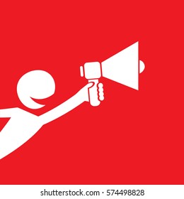 hand holding megaphone. Promotion and advertising flat style banner. vector Digital marketing. cartoon Business concept.