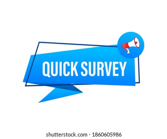  Hand Holding Megaphone with quick survey. Megaphone banner. Web design. Vector stock illustration
