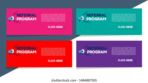 Hand Holding Megaphone with Referral program - web banner