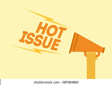 hand holding megaphone shouting for a hot issue