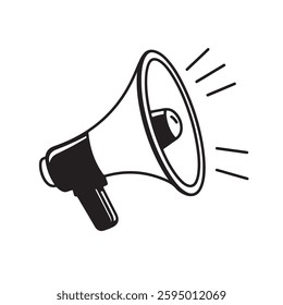 hand holding megaphone silhouette, minimal car horn icon vector illustration