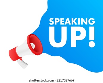 Hand Holding Megaphone with speak up. Megaphone banner. Web design. Vector stock illustration.