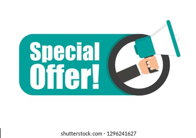 Hand holding megaphone - Special offer