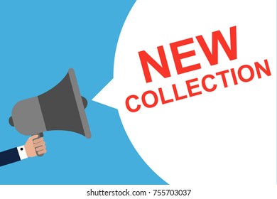 Hand Holding Megaphone With Speech Bubble NEW COLLECTION. Announcement. Vector illustration