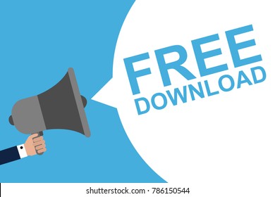 Hand Holding Megaphone With Speech Bubble FREE DOWNLOAD . Announcement. Vector illustration