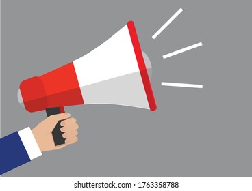 Hand holding a megaphone vector