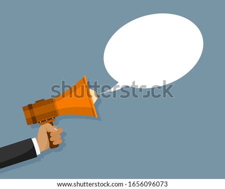 hand holding megaphone. vector illustration