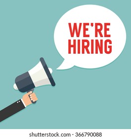 Hand holding megaphone - We are hiring