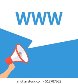 Hand Holding Megaphone With WWW Announcement