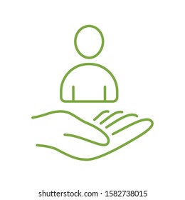 Hand holding men. Growth concept vector illustration.