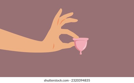 
Hand Holding a Menstrual Cup Vector Cartoon Illustration. Girl using Eco friendly feminine products during her menstruation period
