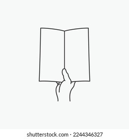 Hand holding menu book restaurant set opened illustration