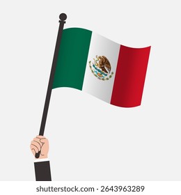 Hand Holding Mexico Waving Flag