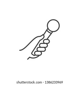 Hand Holding Mic vector icon or logo element in thin line style