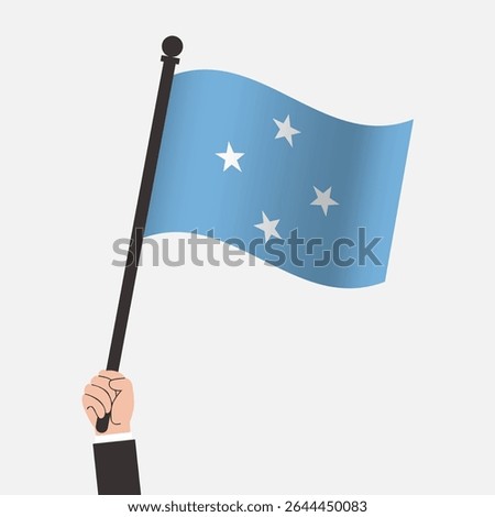 Hand Holding Micronesia Waving Flag