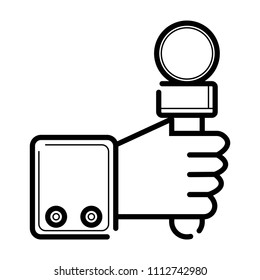 Hand holding microphone icon