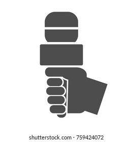 Hand holding microphone icon