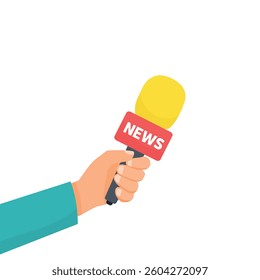 Hand holding microphone for interview