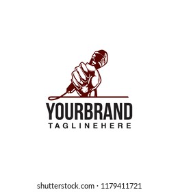 Hand holding a microphone logo design