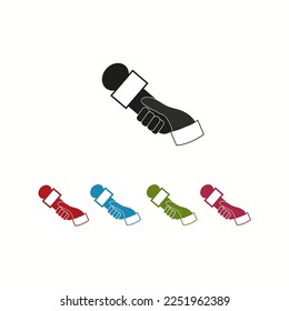 Hand holding a microphone multi color icon Vector illustration