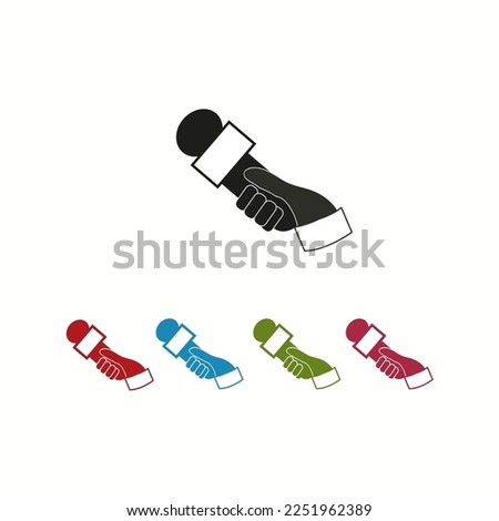 Hand holding a microphone multi color icon Vector illustration