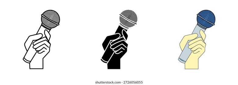 Plantilla de diseño de Vector de iconos de micrófono de mano. Ilustración vectorial. Icono de navegación