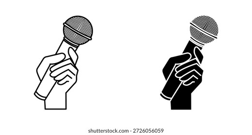Plantilla de diseño de Vector de iconos de micrófono de mano. Ilustración vectorial. Icono de navegación