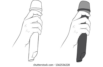 hand holding microphone vector