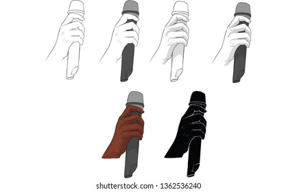 hand holding microphone vector