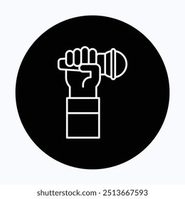 hand holding microphone vector icon, 
