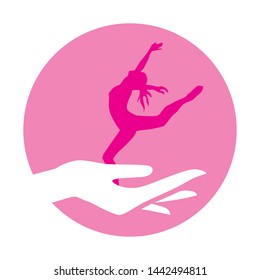 hand holding miniature ballerina, vector