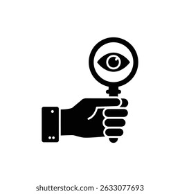 Hand Holding a Mirror with Eye Reflected Inside