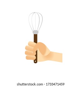 Hand holding mixer vector illustration isolated on white background.